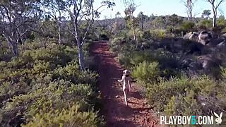 Belgium Playboy Model Miluniel Louis Strips Outdoor Ass Play