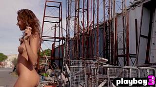 sexy perfect ass babe undressing striptease tits