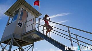 Belgium Playboy Model Miluniel Louis Strips Outdoor Ass Play