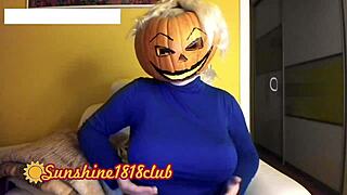 happy halloween pervs, big boobs pumpkin cosplay cam recorded