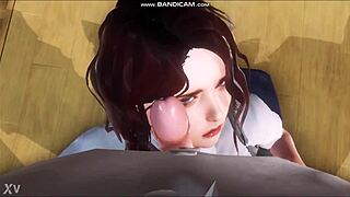 Brunette student follows instructions to suck her teacher in the classroom game