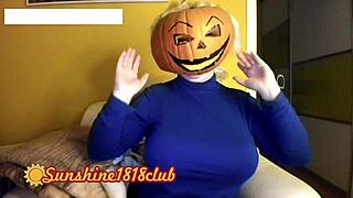 happy halloween pervs, big boobs pumpkin cosplay cam recorded