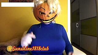 happy halloween pervs, big boobs pumpkin cosplay cam recorded