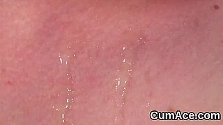 naughty hottie handles blowbang jizz on face and swallows every drop