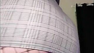 Curvy redhead flashes big ass pussy in fishnets