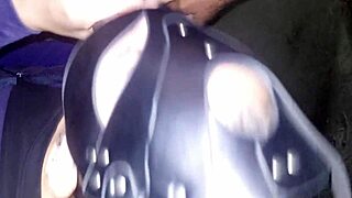 Brazilian slut flashes in backyard, gets interracial cum shower.