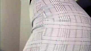 Curvy redhead flashes big ass pussy in fishnets