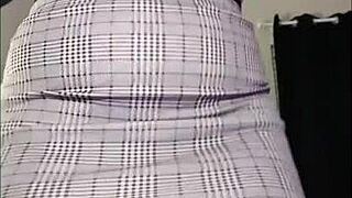 Curvy redhead flashes big ass pussy in fishnets