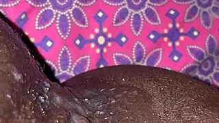 Intriguing Contrast: Ebony Slut's Squirting Creampie by BBC Amateur