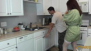Charlee Chase Screws Plumber with Deepthroat in Kitchen