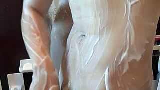 Muscular hunk steams up shower with intense solo action