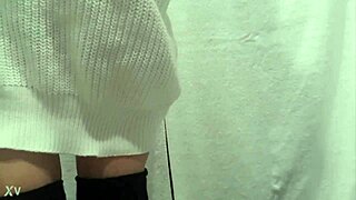 Hidden cam under the sink captures sneaky toilet voyeur moments with panties exposed