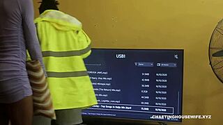 Hey, check out this hard sex between a housewife and handy man, with blowjob, doggystyle, riding, and rough sucking.