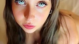 petite teen gives quick blowjob then doggystyle without condom