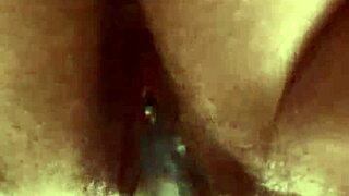 i close up on hairy pussy for glass dildo masturbation