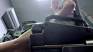 Extreme Squirting in the Gym with Young 18+ Big Tits Babe in Public