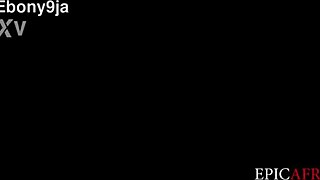 ebony woman bent over for deepthroat blowjob and cumshot on shaved pussy