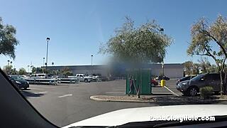 Slut sucks stranger's cock at Walmart parking lot gloryhole