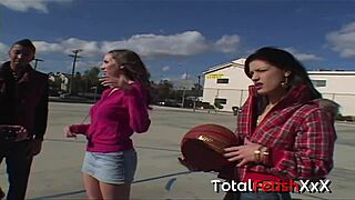 Jessica, Kelly Divine, and Trinity Post stroll the hood, invited to a wild group sex party by local guys