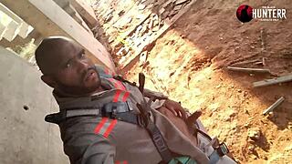 Masturbating secretly at the construction site