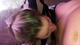 Blonde Slut Deepthroats Cock in Homemade Blowjob