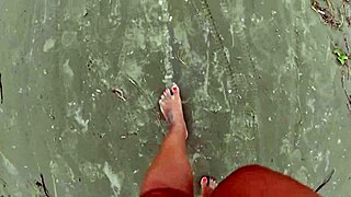 walking barefoot on street and beach, dirtying feet for fetish