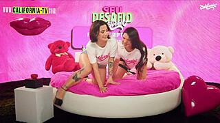 popertane with hottest ass in brazil licks naughty young woman's pussy on tv show