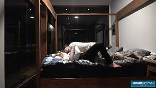 Watch gorgeous horny Ema getting drilled in a threesome with an unexpected audience!