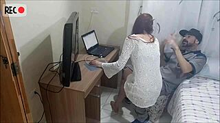 Naughty Housewife In Uniform Gets Blowjob And Cum On Ass From Depraved Redhead Pornstar