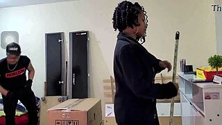 Made Boyfriend Cuckold, Fucked Mover at Home