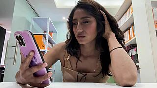 caught masturbating in office gets big ass blowjob