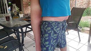 Fucking my neighbor's sexy wife on the patio while outdoors. It was wild!
