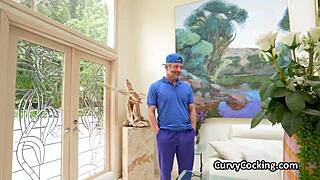 Trainer Helps Big Tit Cheerleader with Stretches