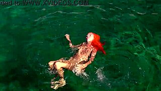 i spotted a skinny naked girl flashing her shaved small tits by the blue water outdoors