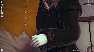 Honey Select 2 videogame features blonde in white lingerie getting whipped and fucked.