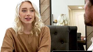 Blonde Teen 18+ Trained to Serve TOPLESS by Kinky Stepgrandpa!