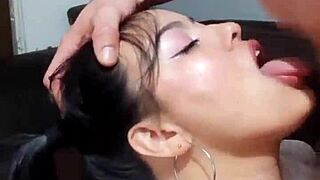 Latina girl shines in double scene amazingly