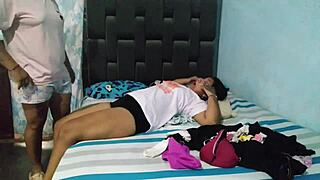 I catch stepmom smelling panties and help her lick pussy