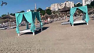 Horny Babe LaraJuicy Double Squirts While Joggers Pass Beachside