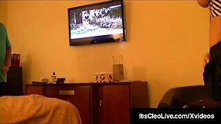 Brunette cam cutie undresses for blowjob handjob cum in mouth