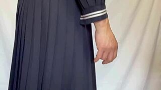 i stuff sexy lingerie and huge anal plug into my sailor uniform panties