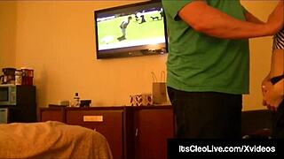 Brunette cam cutie undresses for blowjob handjob cum in mouth