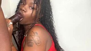 Stepbrother gets big black cock sucked by keisha minaj cumshot