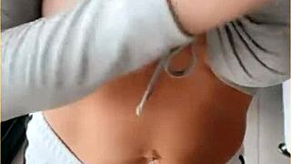 Wifey stuns with perfect tits flashing in homemade clip!