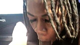 Hazel Grace sucks a big dick in the car for a stranger