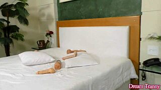 Tranny bella atrix dildo fucks her butt while jerking off, sexy solo action.