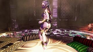 Exotic Atgirl Concubine Dances Barefoot in Egyptian Oasis Temple