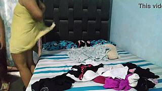 I catch stepmom smelling panties and help her lick pussy