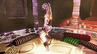 Exotic Atgirl Concubine Dances Barefoot in Egyptian Oasis Temple