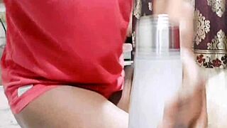 Small clitty femboy teases boyfriend with gym moves on call